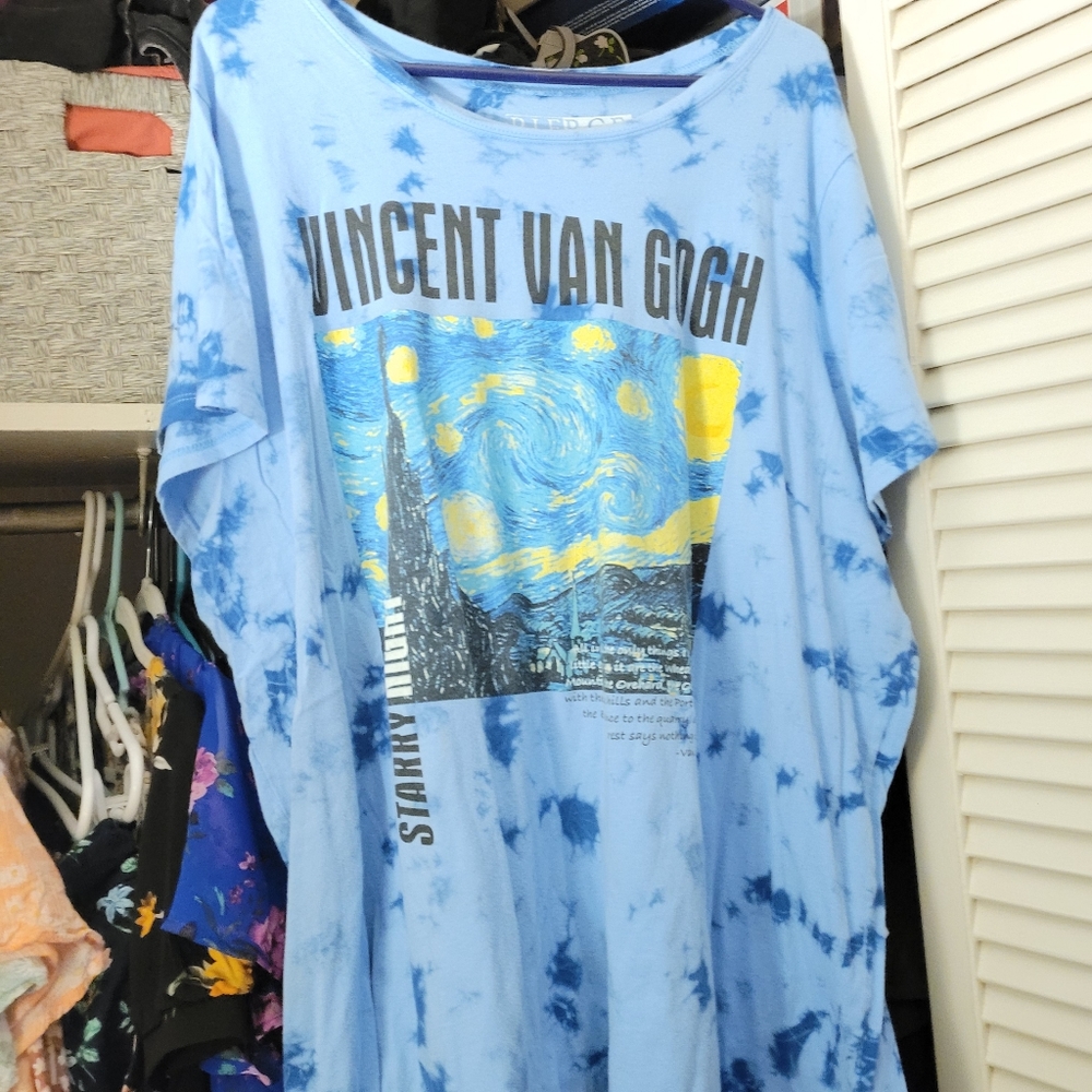 VINCENT VAN GOGH "STARY NIGHT" Short Sleeve Blue Tie-Dye
